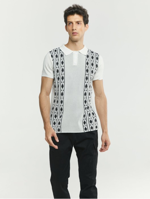 Knit-Jacquard Polo Shirt